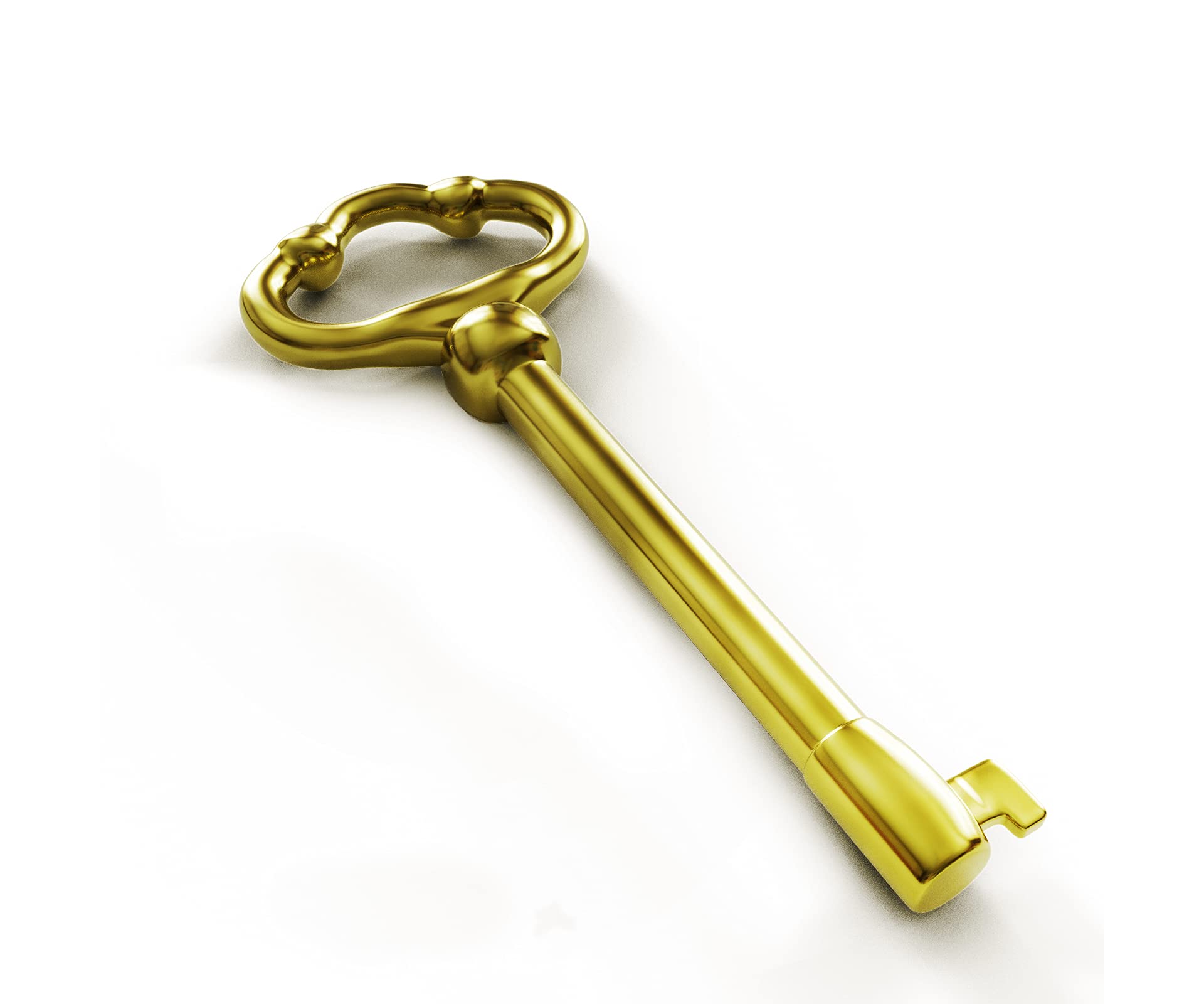 KY-2 Skeleton Key Reproduction Brass Plate Hollow Barrel Key for Cabinets, Drawer, Dresser Locks or Other Pieces of Old Furniture (Pack of 1)