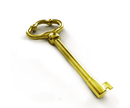 KY-2 Skeleton Key Reproduction Brass Plate Hollow Barrel Key for Cabinets, Drawer, Dresser Locks or Other Pieces of Old Furniture (Pack of 1)