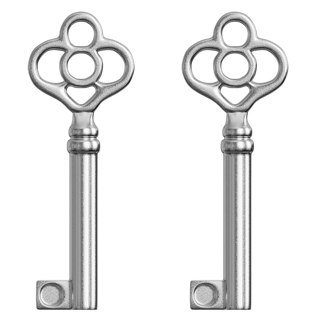 KY-14 Skeleton Key Replacement Hollow Barrel for Antique Vintage Cabinet Doors, Dresser Drawers, Grandfather Clocks (Pack of 2, Nickel)