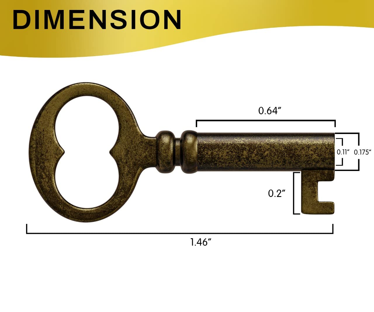 KY-18 Solid Small Hollow Barrel Skeleton Key (Antique Brass)