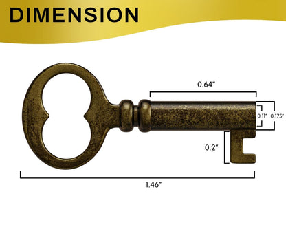 KY-18 Solid Small Hollow Barrel Skeleton Key (Antique Brass)