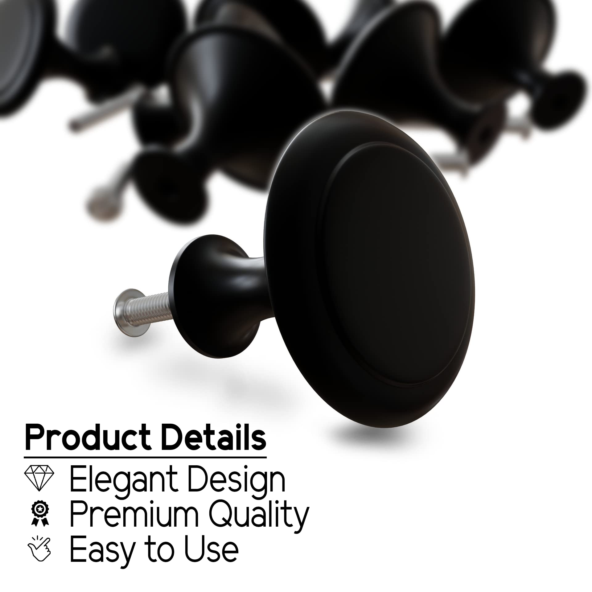 Cabinet Dresser Knobs Round Cabinet Knobs and Pulls Drawer Handle with Screws (Black, 36 Pieces, 1.06 Inch)