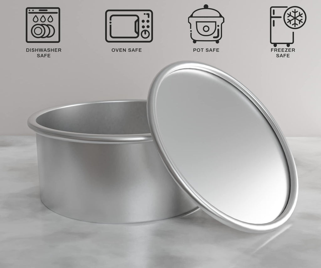 6 Inch Cake Pan Set of 3 Round Aluminum Cake Moulding Pans with Removable Bottom, For Birthdays, Wedding and Home Party