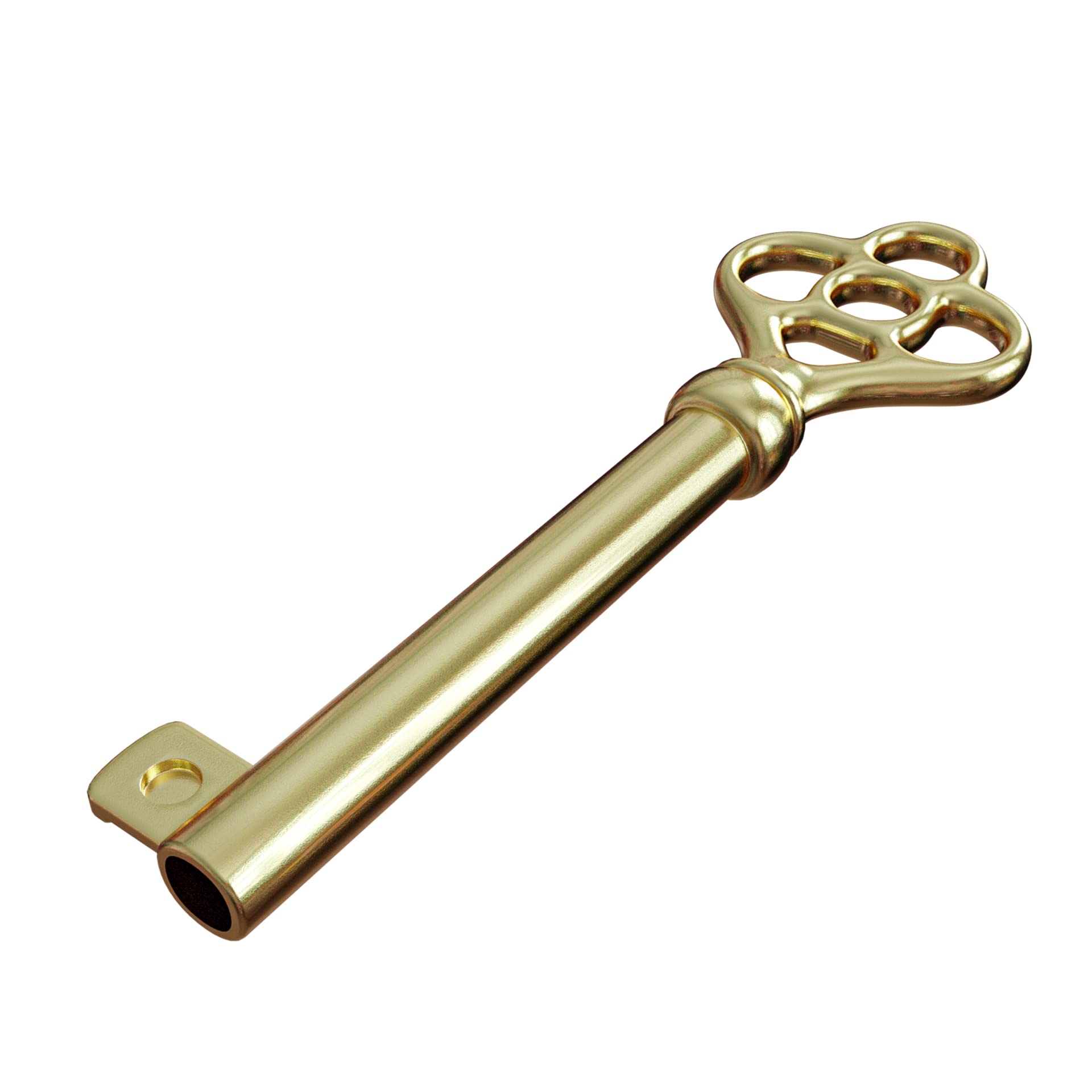 KY-3AB Brass Plated Hollow Barrel Skeleton Key for Antique, Vintage and Old Cabinet, Drawers Grandfather Clocks (Pack of 1)