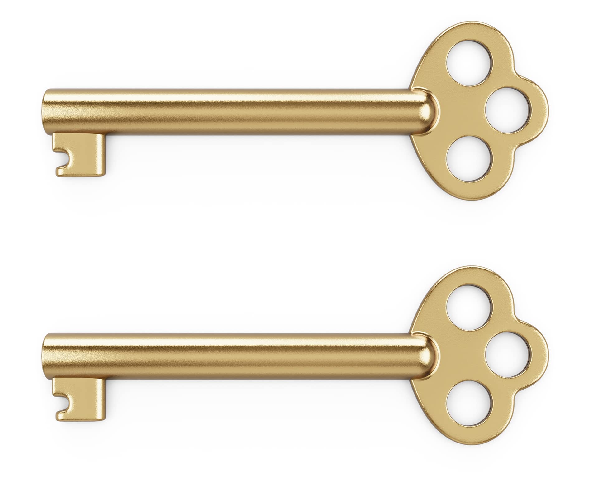 KY-6 Skeleton Key Hollow Barrel - Antique, Vintage Modern Cabinet Doors, Drawers, Dressers and Grandfather Clocks (Brass, Pack of 2)