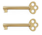 KY-6 Skeleton Key Hollow Barrel - Antique, Vintage Modern Cabinet Doors, Drawers, Dressers and Grandfather Clocks (Brass, Pack of 2)
