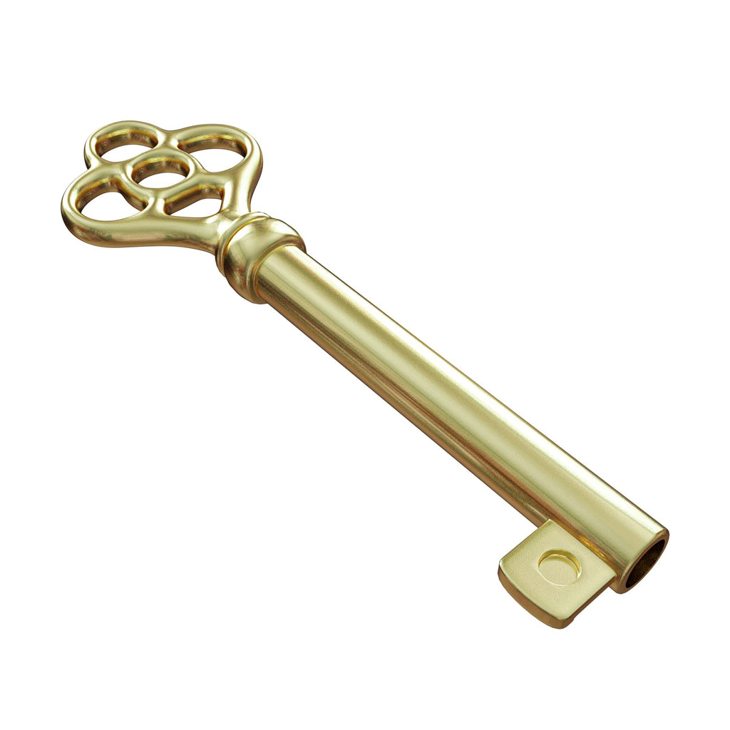 KY-3AB Brass Plated Hollow Barrel Skeleton Key for Antique, Vintage and Old Cabinet, Drawers Grandfather Clocks (Pack of 2)
