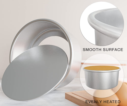 6 Inch Cake Pan Set of 3 Round Aluminum Cake Moulding Pans with Removable Bottom, For Birthdays, Wedding and Home Party