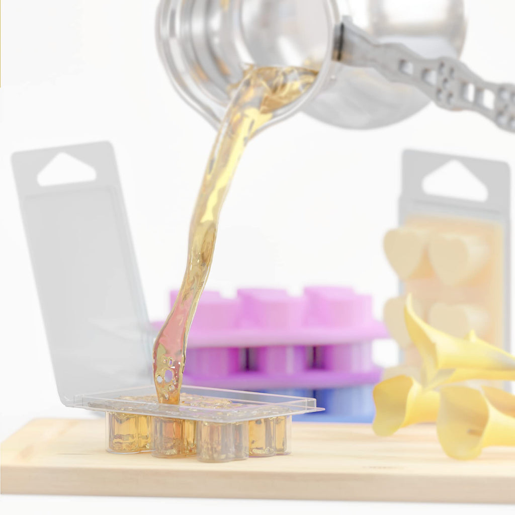 100 Pack Wax Melt Containers with 6 Cavity Clear Plastic Wax Melt Clamshell for DIY Wax Melt Candles, Shape (Heart)