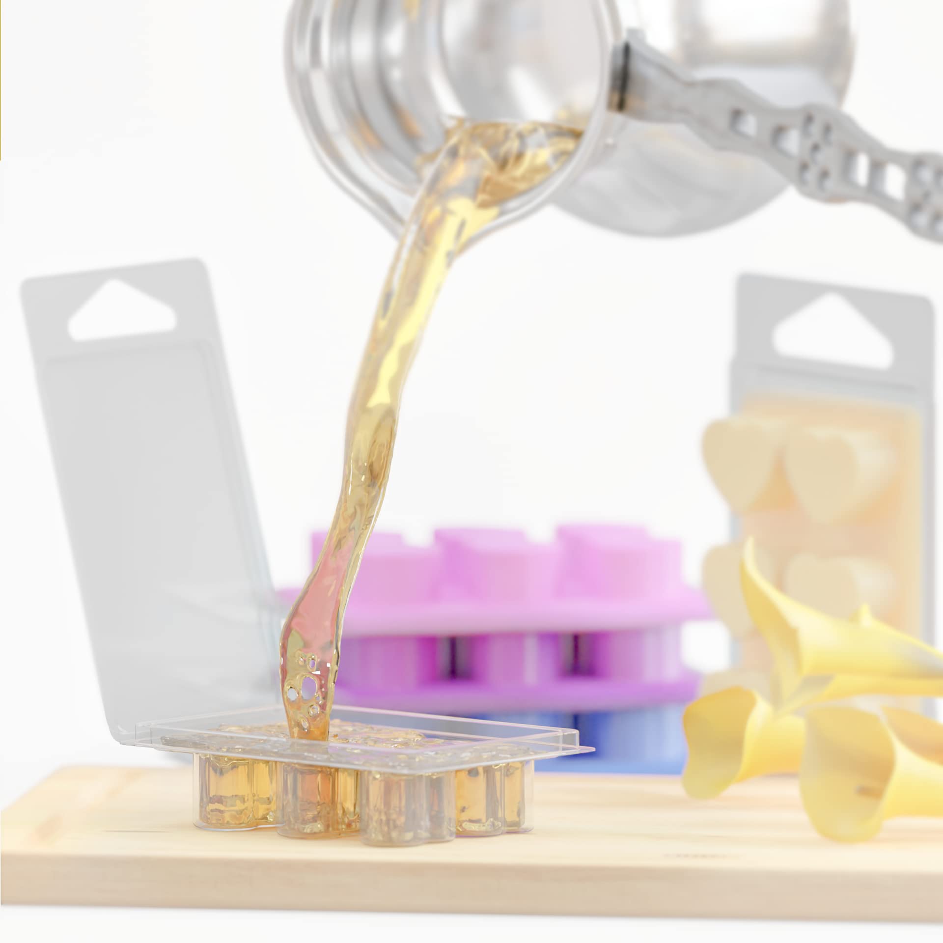 100 Pack Wax Melt Containers with 6 Cavity Clear Plastic Wax Melt Clamshell for DIY Wax Melt Candles, Shape (Heart)