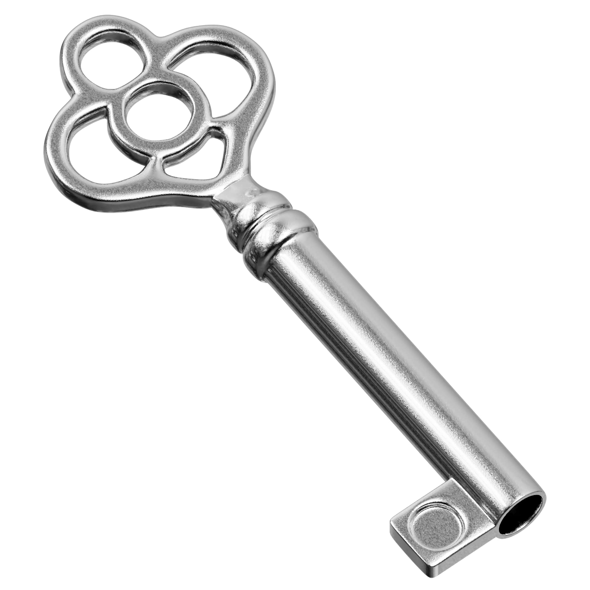 KY-14 Skeleton Key Replacement Hollow Barrel for Antique Vintage Cabinet Doors, Dresser Drawers, Grandfather Clocks (Pack of 1, Nickel)