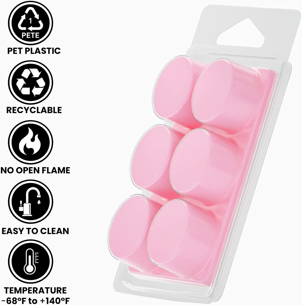 100 Pack Wax Melt Containers with 6 Cavity Clear Plastic Wax Melt Clamshell for DIY Wax Melt Candles, Shape (Circle)