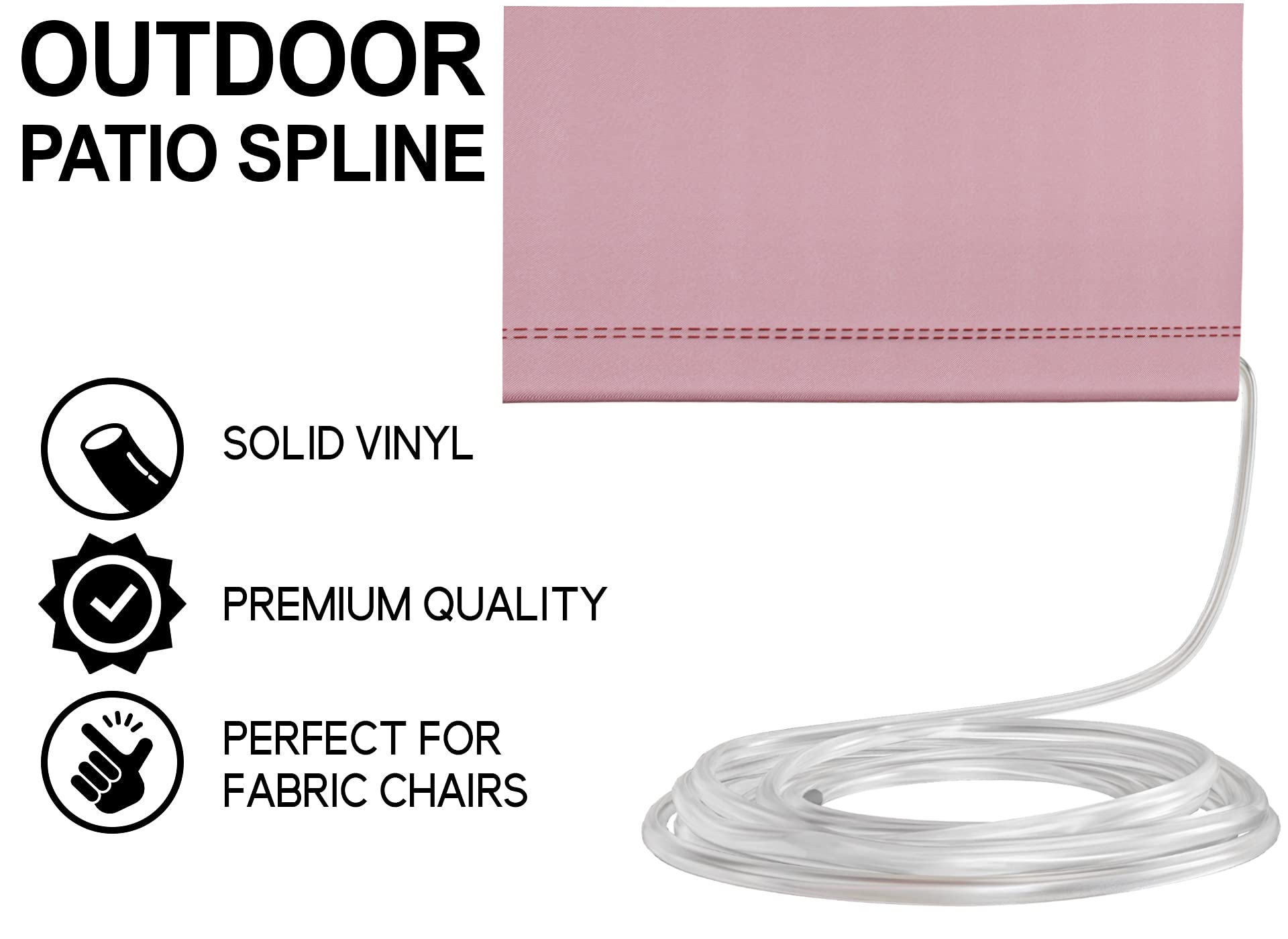 Long Solid Vinyl 1/4" Outdoor Patio Chair Spline, Replacement Awning Cord, Sling Chair Spline (50 FT)