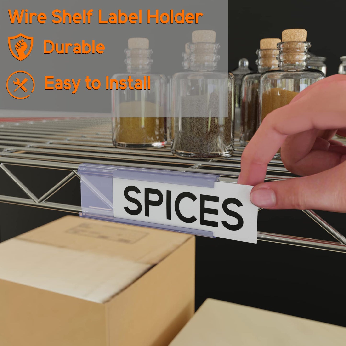 Wire Plastic Shelf Label Holders, Plastic Rack Label Clip Holder for Home, Of...