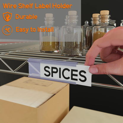 Wire Plastic Shelf Label Holders, Plastic Rack Label Clip Holder for Home, Of...