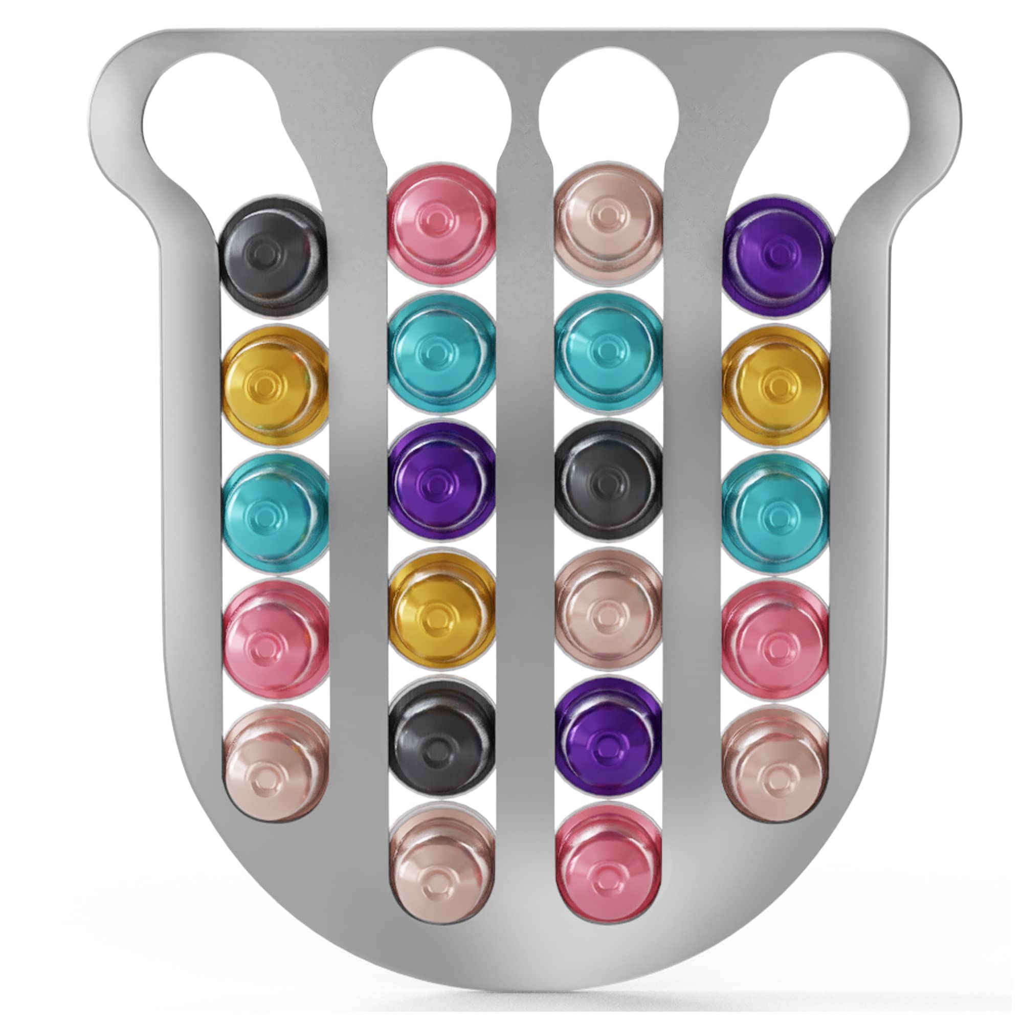 Coffee Capsule Storage Holder & Organizer Made of 304 Stainless Steel Compatible With Nespresso Capsules with Mount Kit on Walls, Cabinet Vertically or Horizontally