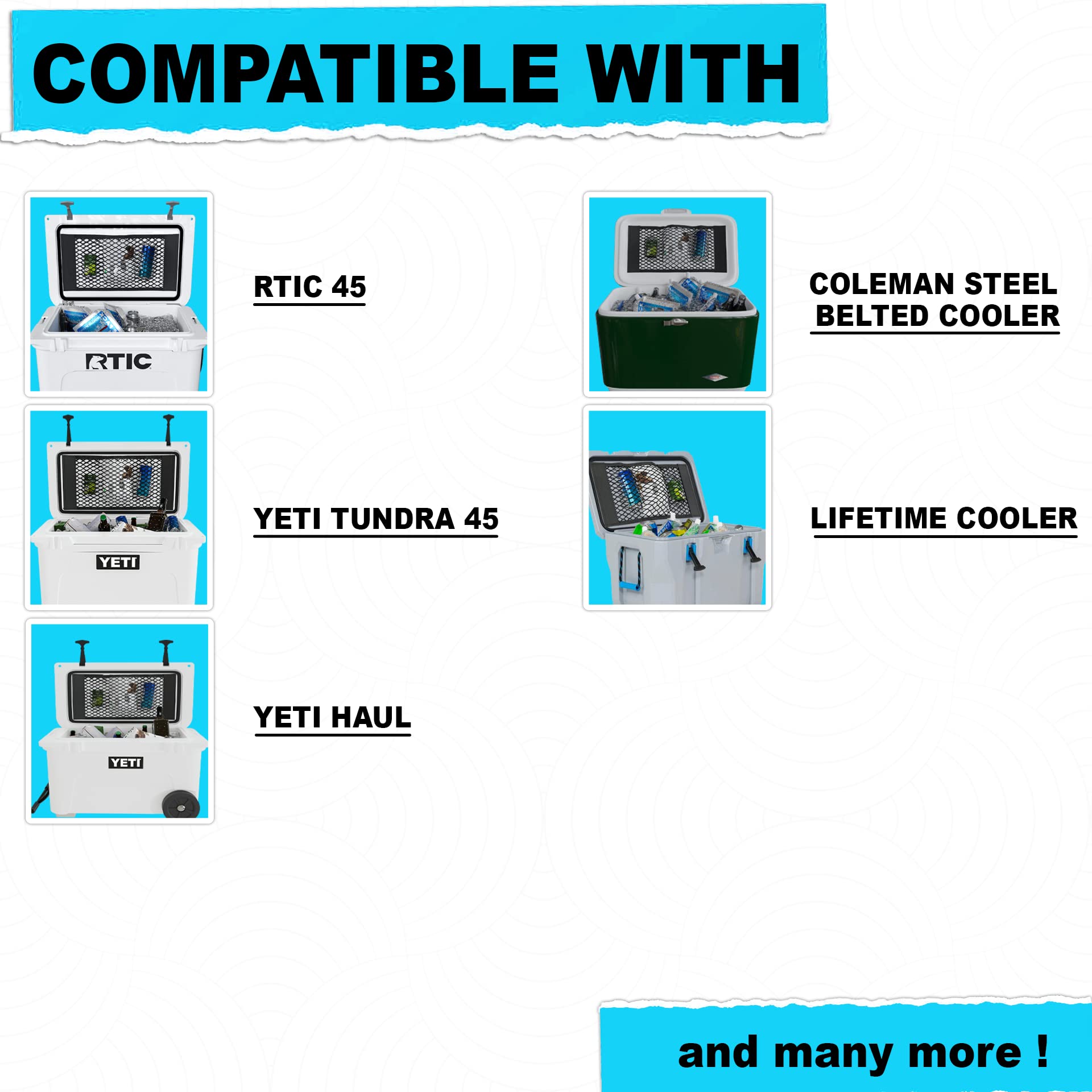 Cooler Storage Net Bag High Capacity Nylon Mesh Storage Net Cooler Organizer for Coolers (Medium)