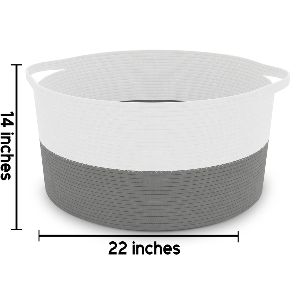Round Cotton Laundry Rope Basket Natural Pure Woven Perfect for Blankets, Pil...
