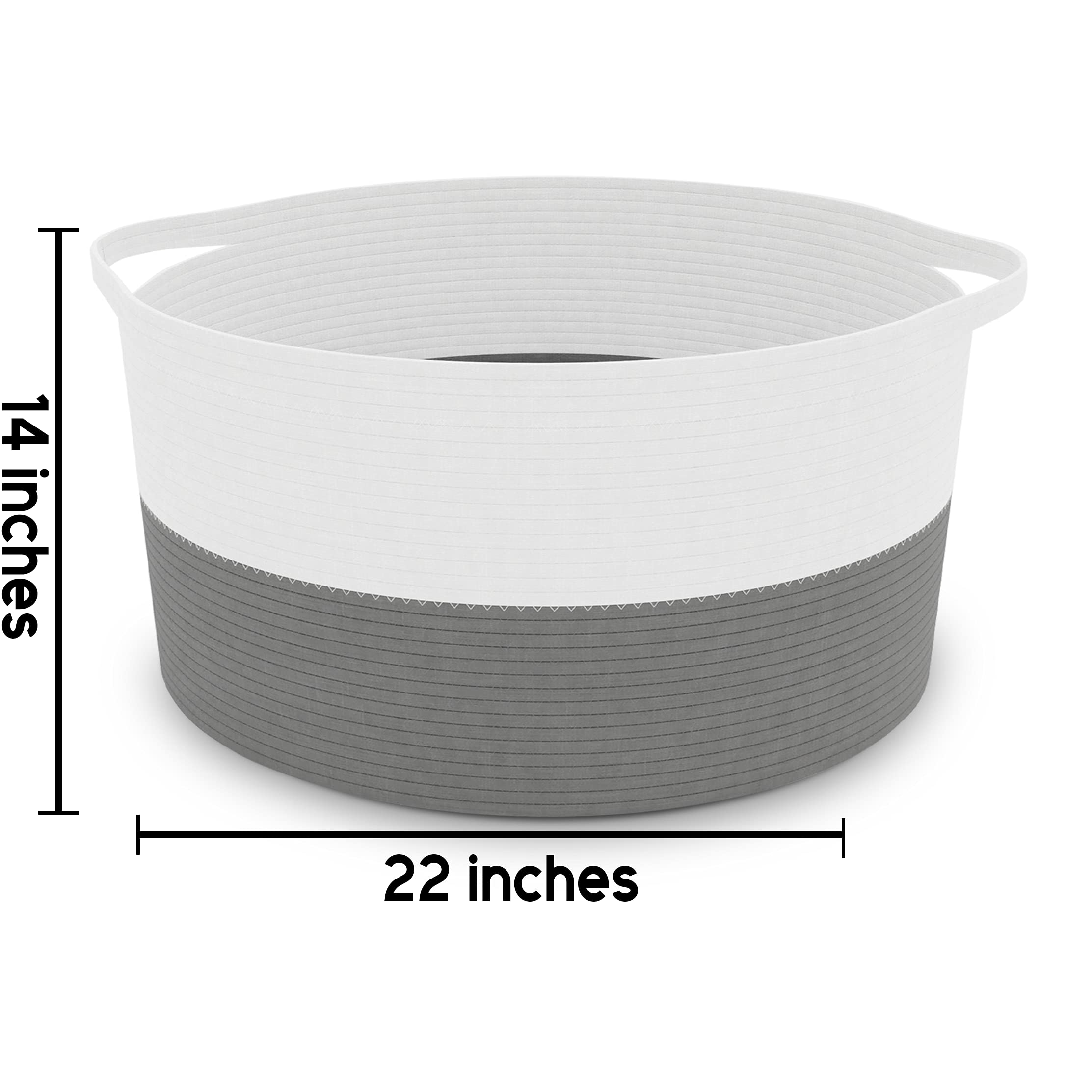 Round Cotton Laundry Rope Basket Natural Pure Woven Perfect for Blankets, Pil...