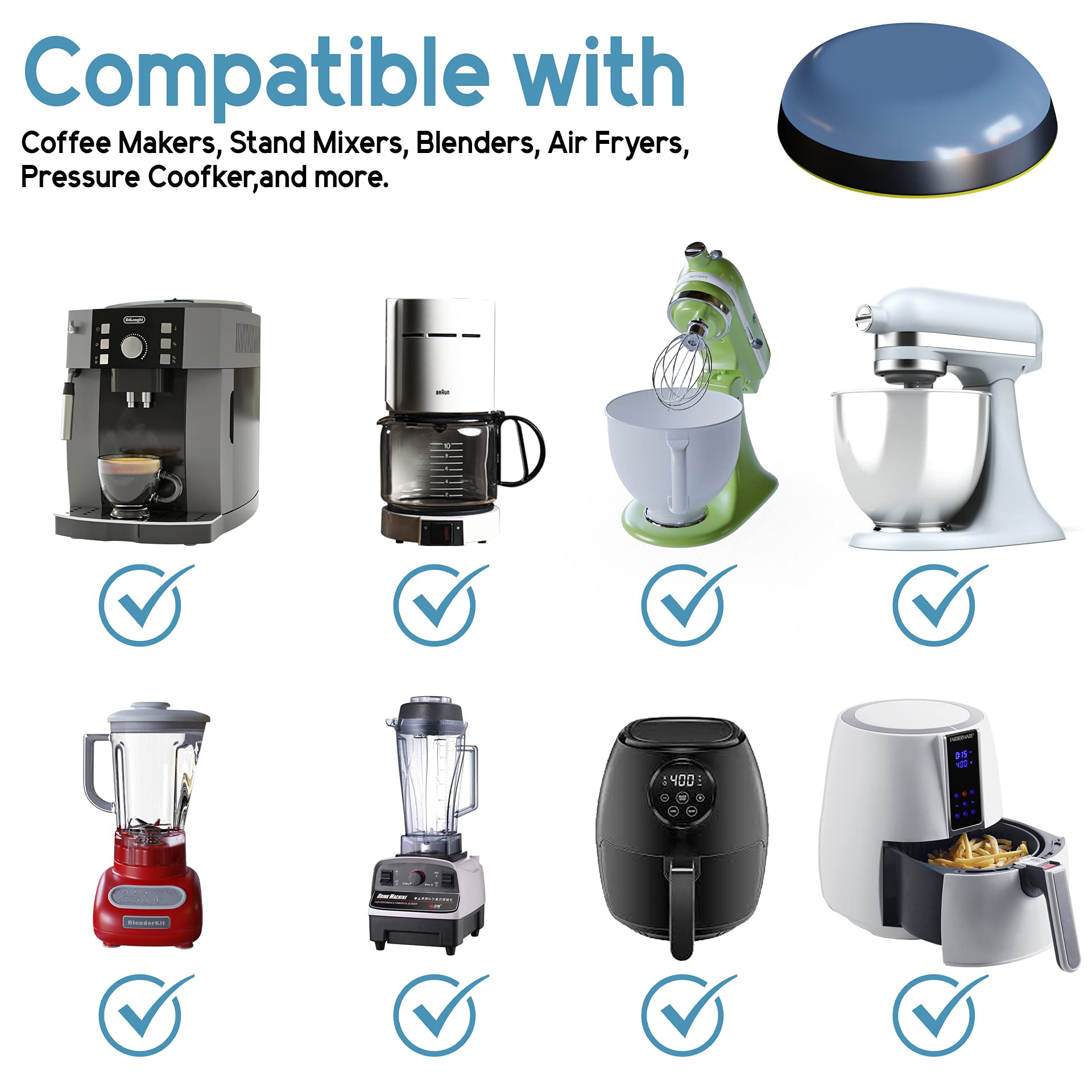 Self Adhesive Kitchen Appliance Sliders (DIY) - Easy Moving Pads Compatible with Most Blenders, Coffee Makers, Air Fryers, Pressure Cookers and More