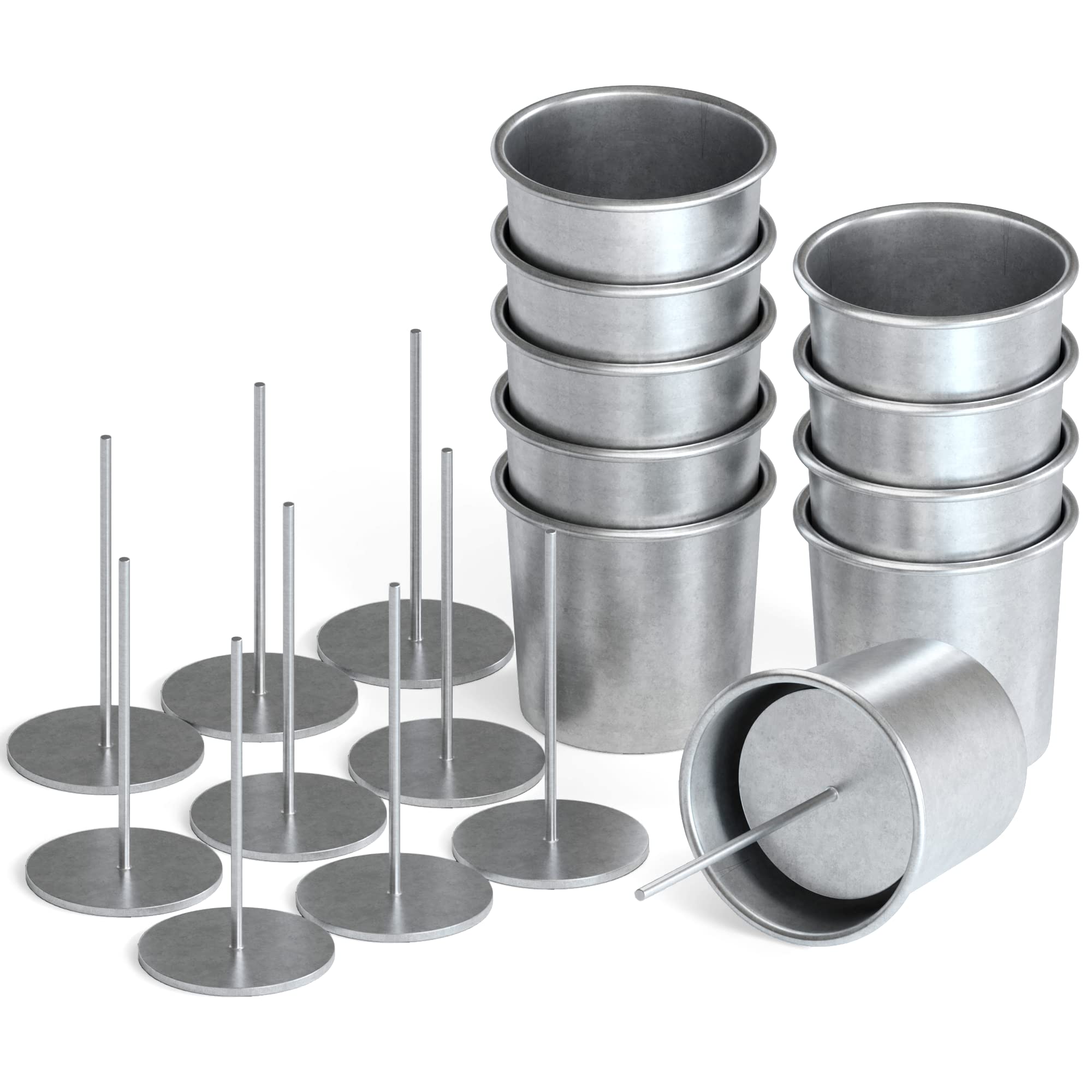 Votive Candle Molds Seamless Aluminum Steel Molds with 10 Wick Pins