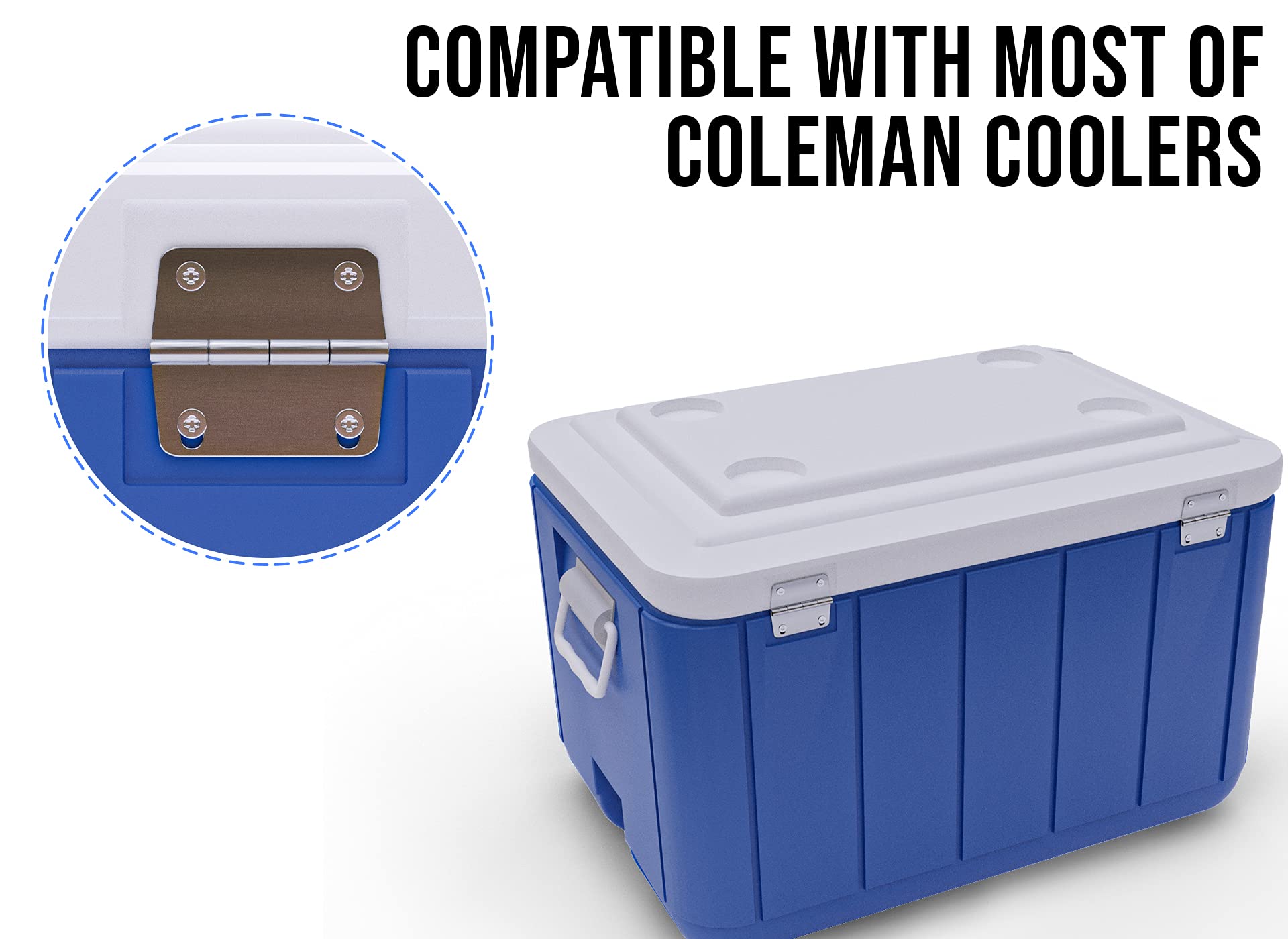 3 Pack Stainless Steel Hinges and Screws Set Replacement for Coleman Coolers