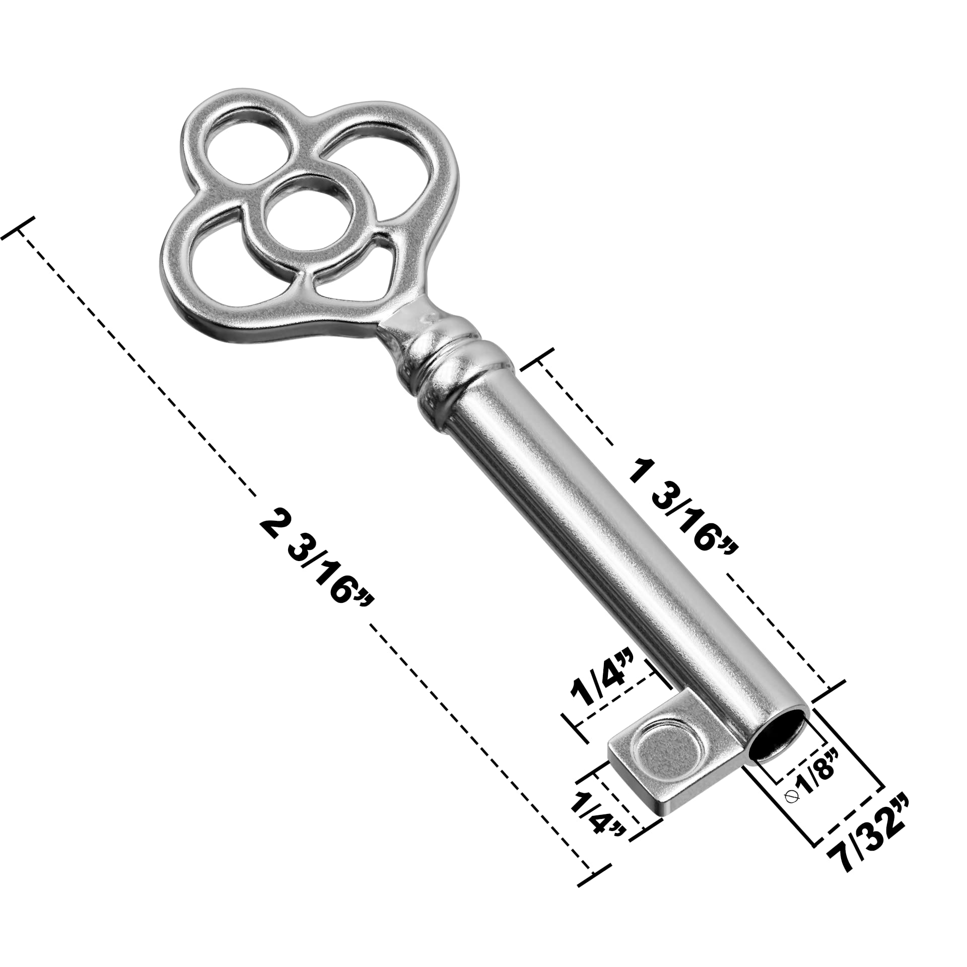 KY-14 Skeleton Key Replacement Hollow Barrel for Antique Vintage Cabinet Doors, Dresser Drawers, Grandfather Clocks (Pack of 1, Nickel)