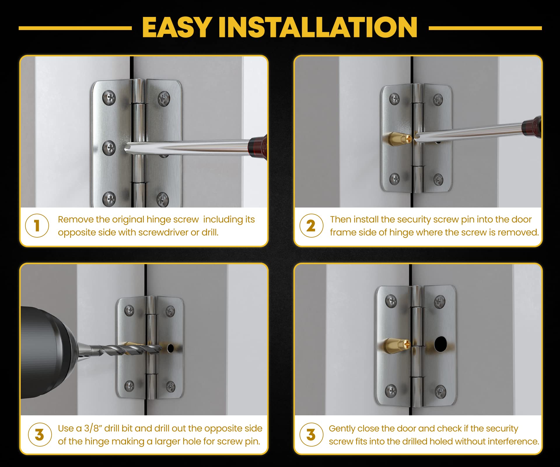 Door Hinge Screws for Door Security and Accessory Hinge Screws 6Pack