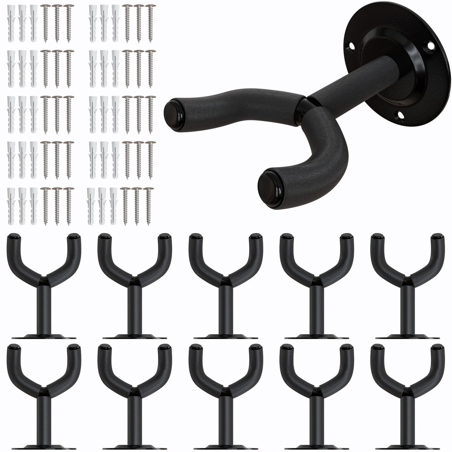 Guitar Wall Hanger Adjustable Wall Mount Hook Stand with Slat Wall Adapter 10pcs