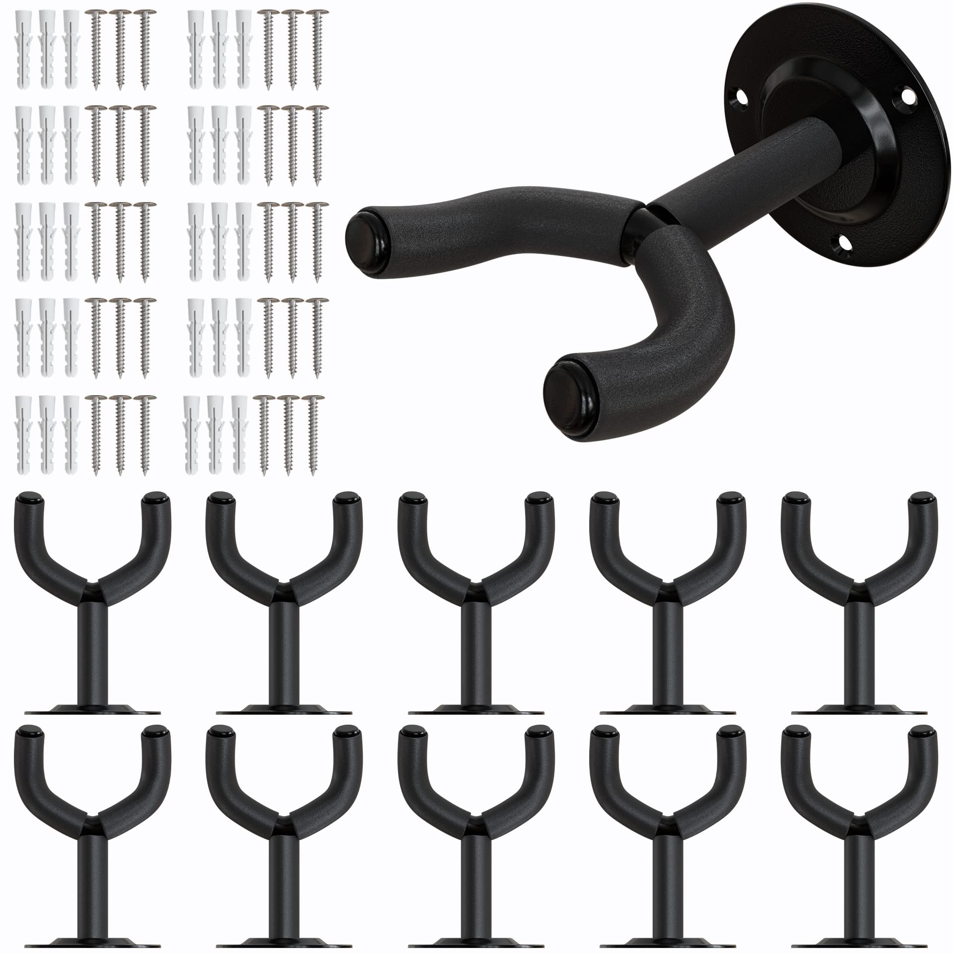 Guitar Wall Hanger Adjustable Wall Mount Hook Stand with Slat Wall Adapter 10pcs