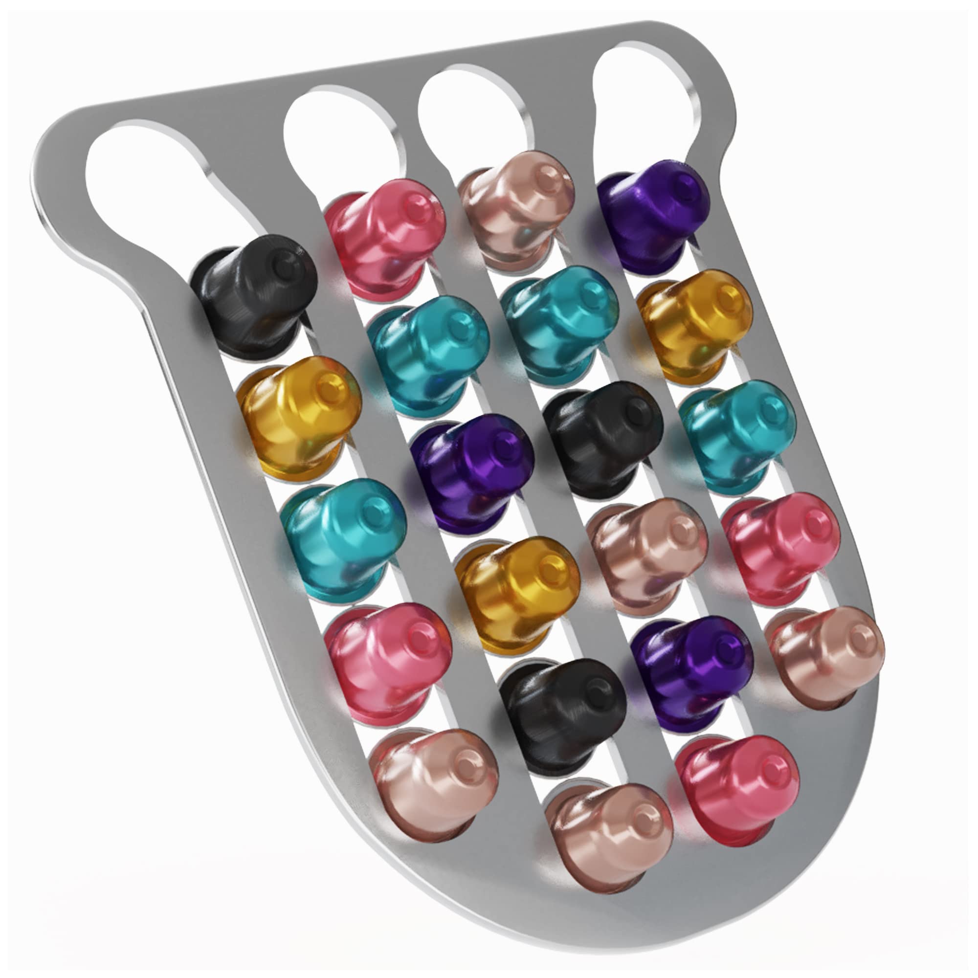 Coffee Capsule Storage Holder & Organizer Made of 304 Stainless Steel Compatible With Nespresso Capsules with Mount Kit on Walls, Cabinet Vertically or Horizontally