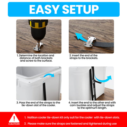 Cooler Tie Down Kit, Cooler Accessories, Cooler Tie Down Straps for YETI Coolers RTIC Coolers to Boat, Deck, Truck Bed and Trailer