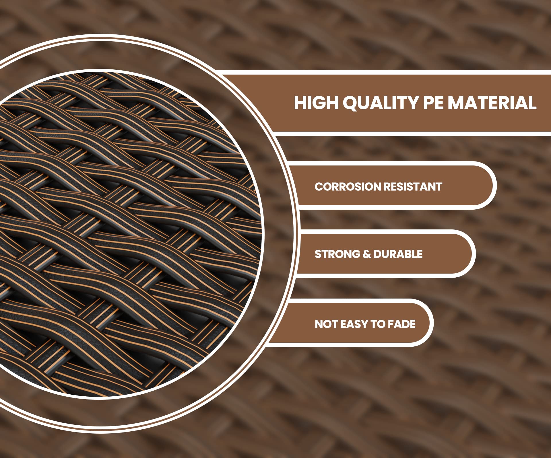 Gradient Dark Brown Wicker Repair Material Fix Kit Rattan Plastic Vinyl Material for Patio Furniture Chair, Sofa, Table Repair Replacement (1.1 LBS)