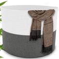 Round Cotton Laundry Rope Basket Natural Pure Woven Perfect for Blankets, Pil...