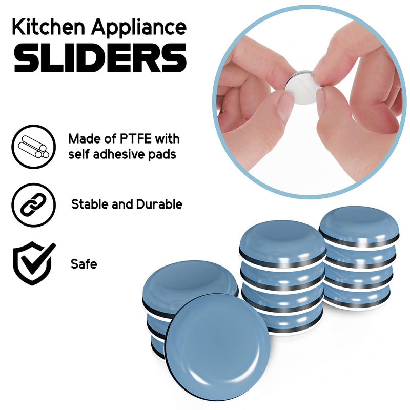 8 Pack Kitchen Appliance Sliders,25mm Adhesive Magic PTFE Sliders